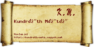 Kundráth Máté névjegykártya