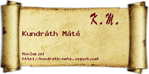 Kundráth Máté névjegykártya